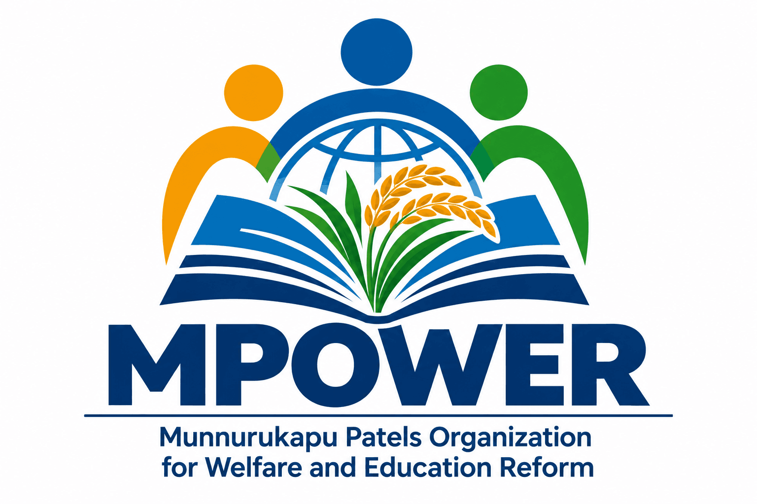 MPOWER: people, an open book, a globe and a growing crop